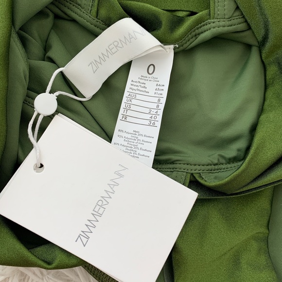 NWT Zimmerman empire plunging tie waist one piece khaki sz 0 (2-4) - Picture 5 of 6